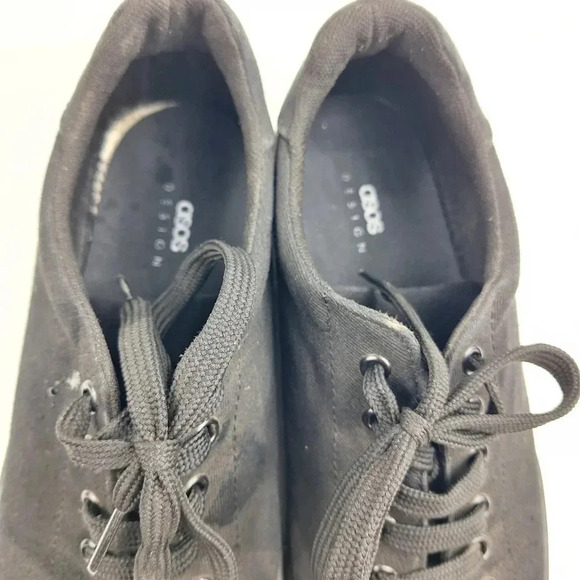ASOS Design Womens Cotton Canvas Lace-Up Black Platform Sneakers Size 10 - Picture 3 of 9